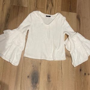 White ruffle sleeve sweater